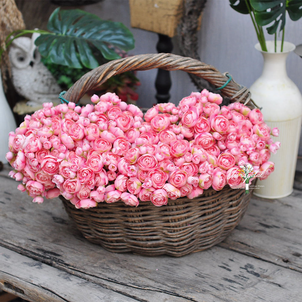 One bundle pink artificial silk rose/mini ranunculus/6stems individual stems silk ranunculus buds/best for home decoction and wedding designing