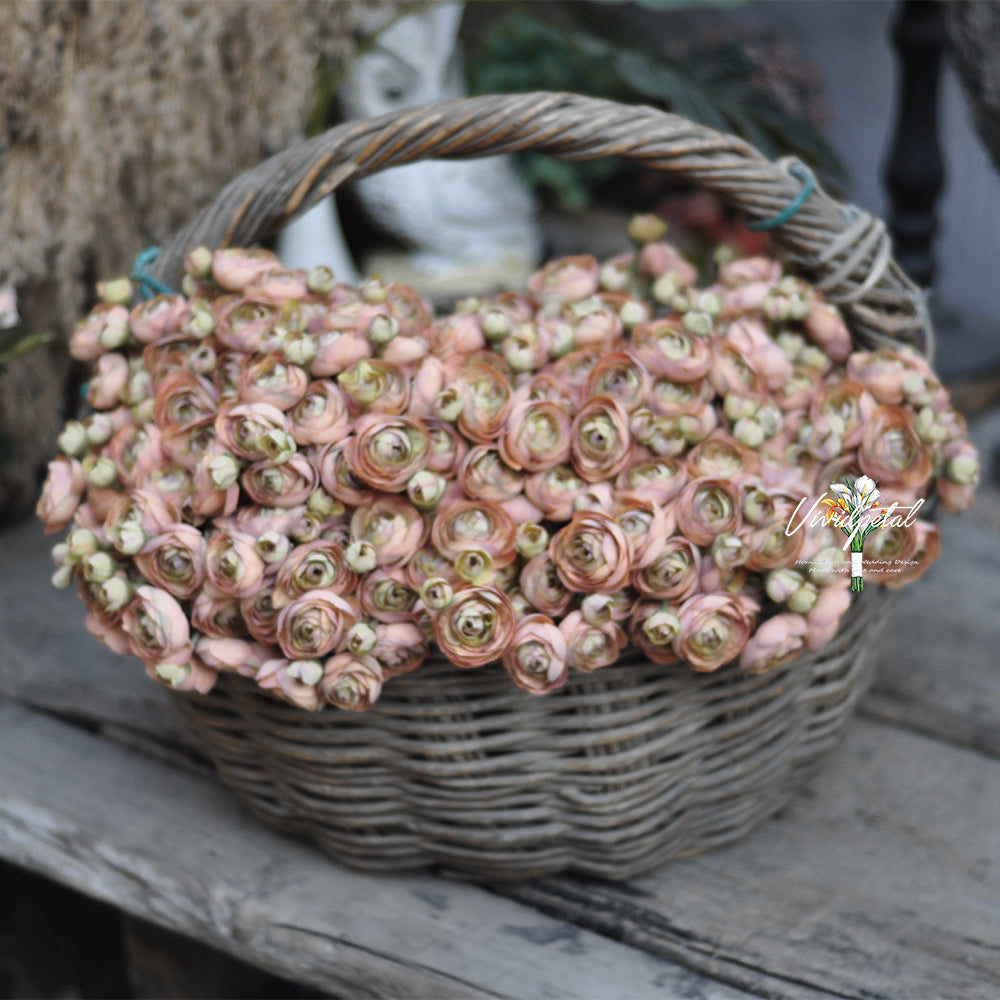 One bundle autumn coral artificial silk rose/mini ranunculus/6stems individual stems silk ranunculus buds/best for home decoction and wedding designing