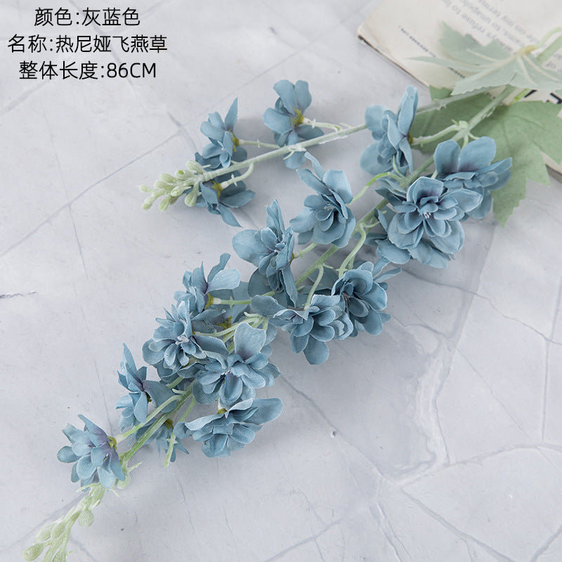 Silk larkspur/artificial larkspur flower/INS style larkspur best for home decoration wedding holding flowers rose wall cross-border MW93001