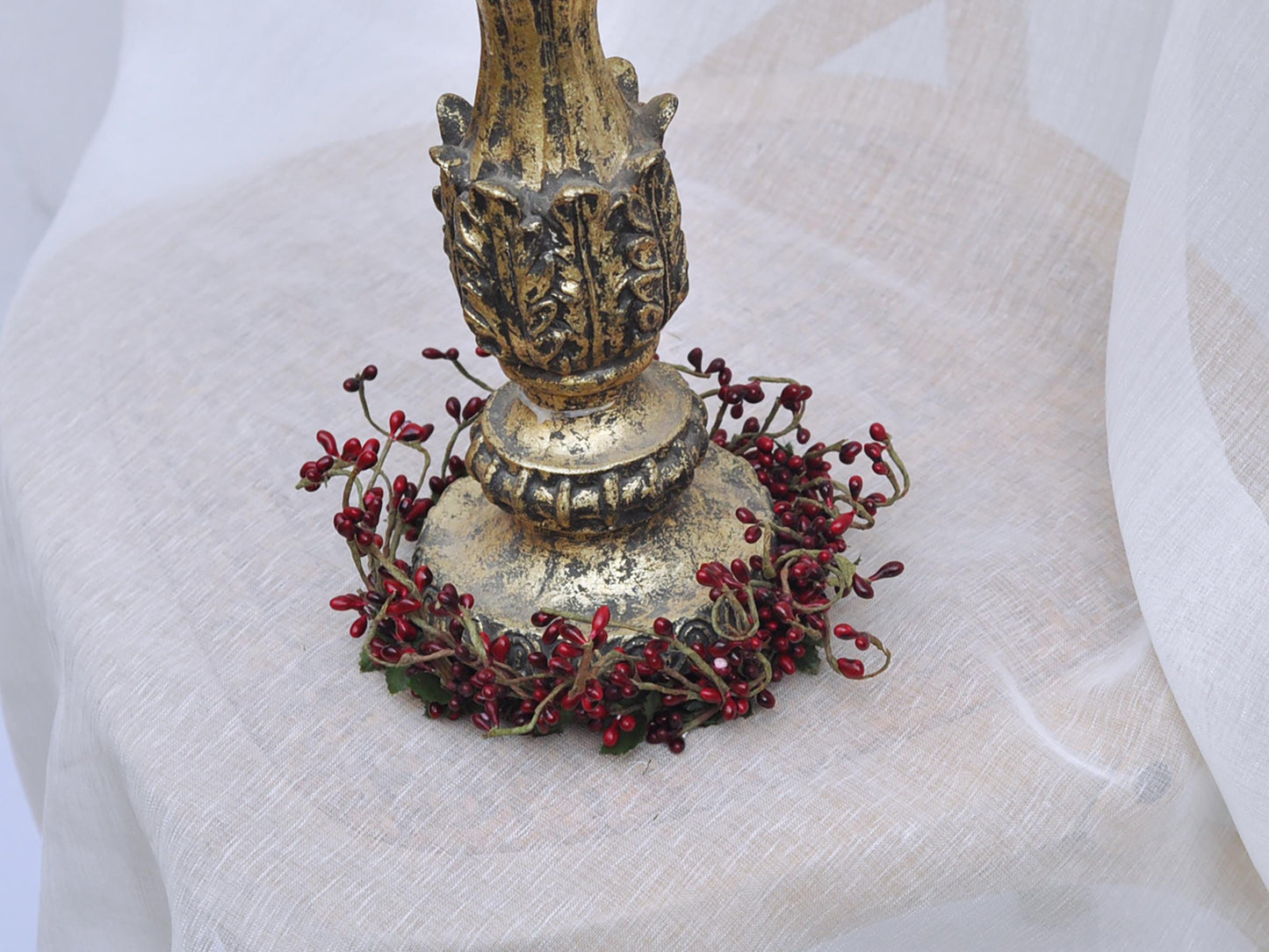 Pip Berry Christmas Candle Holder, Burgundy Pip Berry Candle Ring, Christmas Wreath Gift For Christmas Home Decor, Table Runner