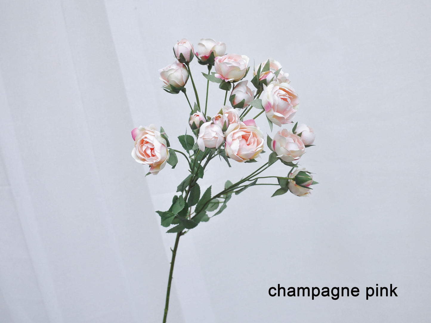 Faux Rose Branch, Burgundy Rose Branch, Champagne Pink Rose Branch, Silk Rose Flower Ornaments for Home, Office, Table, Wedding Decorations