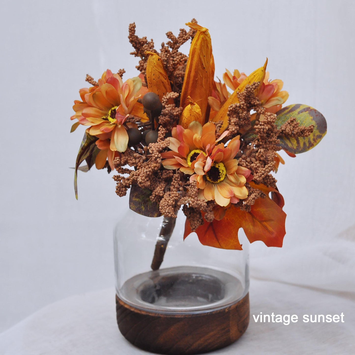 Sunflower Wildflower Bouquet, Daisy Bouquet, Gumbo Berry Bouquet, Faux Floral Arrangements for DIY Home Decor, Table Centerpiece, Wedding