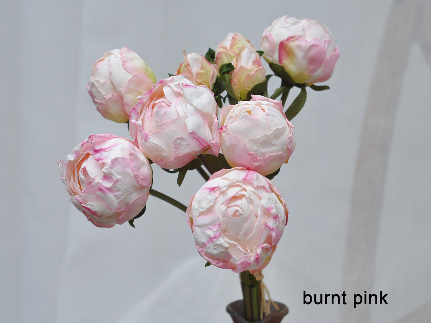 Burnt Peony Bouquet Mother’s Day Gift , Faux Peony Bud Floral Arrangements for Home Decor, Wedding Centerpiece, Bridal Shower, Gift for Her