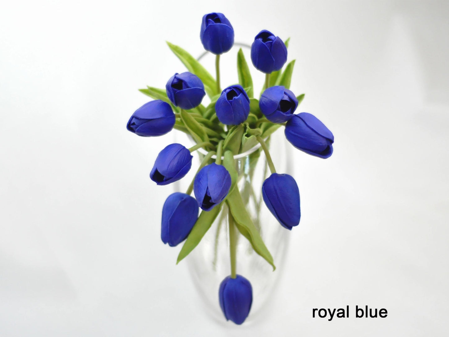 12 Pcs Real Touch Tulip Bouquet, Navy Tulip Bouquet, Teal-Pink Tulip Floral Arrangements for Home Decor, Table Centerpiece, Easter Ornaments