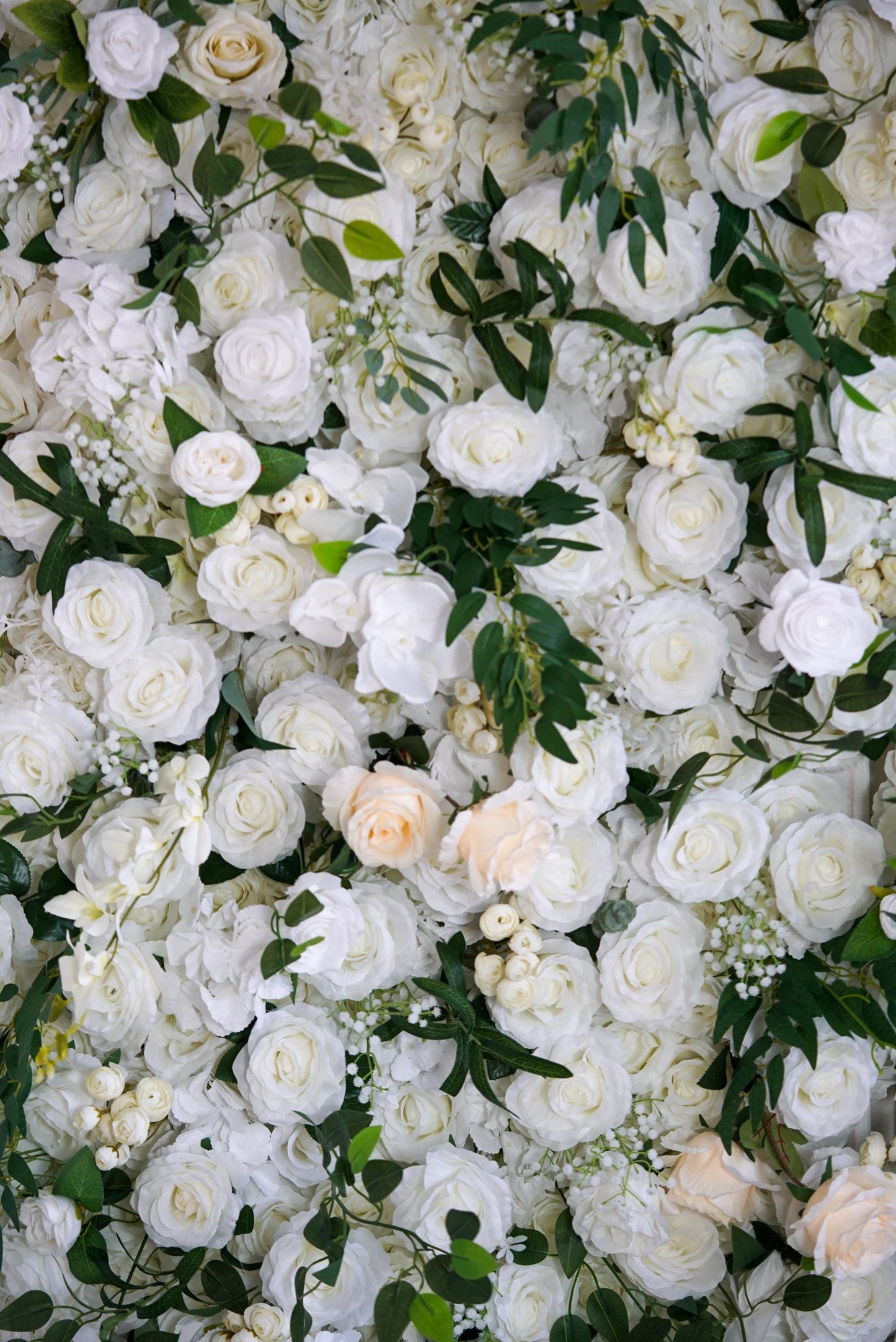 White Fabric Rose Flower Wall - Easy Install 5D Flower Panel, Custom Shop Wall Decor, Baby Shower Backdrop, Wedding Photo Background