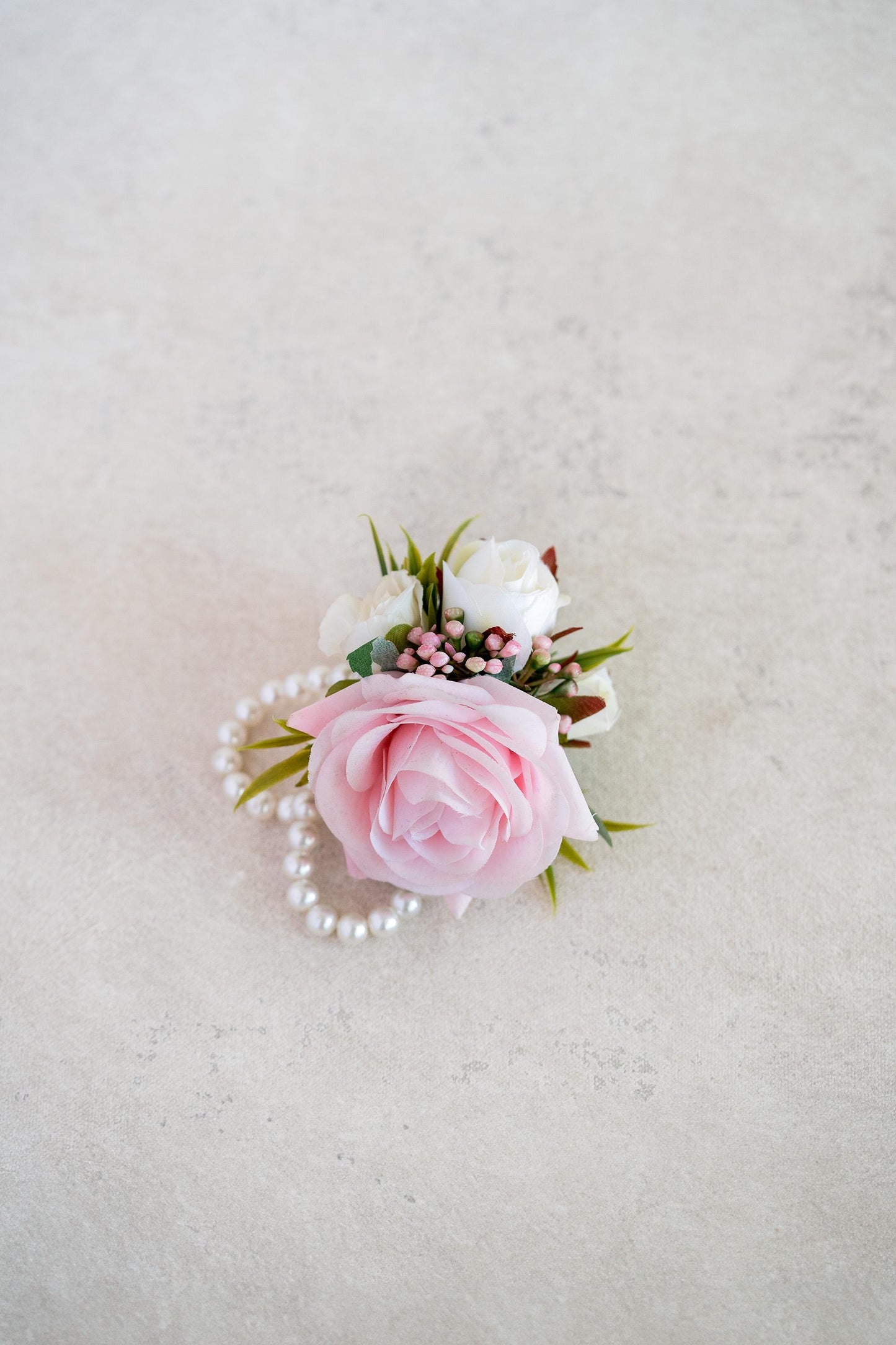Personalized Real Touch Light Pink Rose Pearl Bracelet Wrist Corsage Gift for Bridesmaid, Prom, Flower Girl, Bridal Shower Accessories Gift
