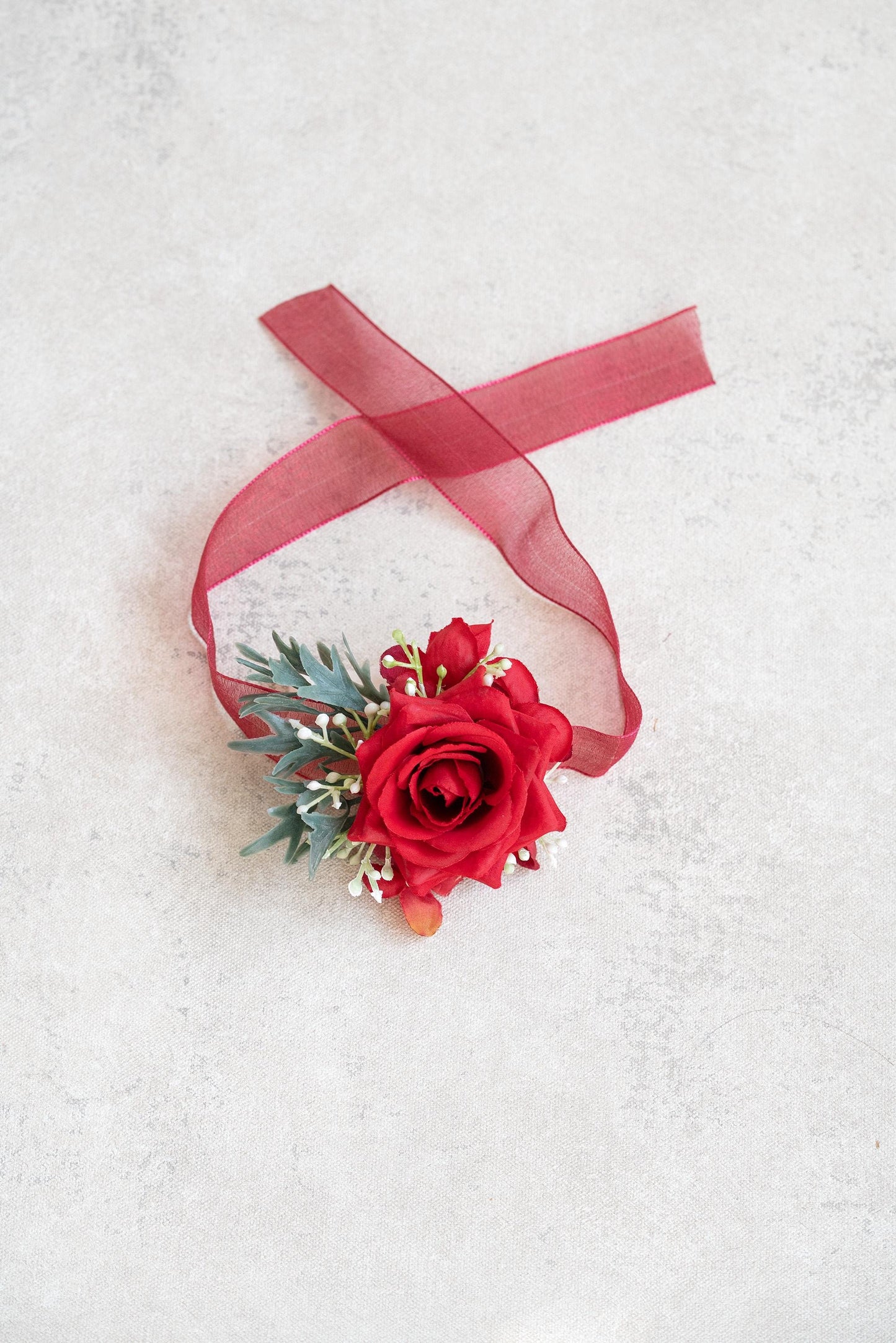 Classic Red Rose Wrist Corsage For Boho Wedding, Ribbon Bracelet, Flower Girl Corsage, Rose Prom Pin, Groom Boutonniere, Gift For Mom, Event
