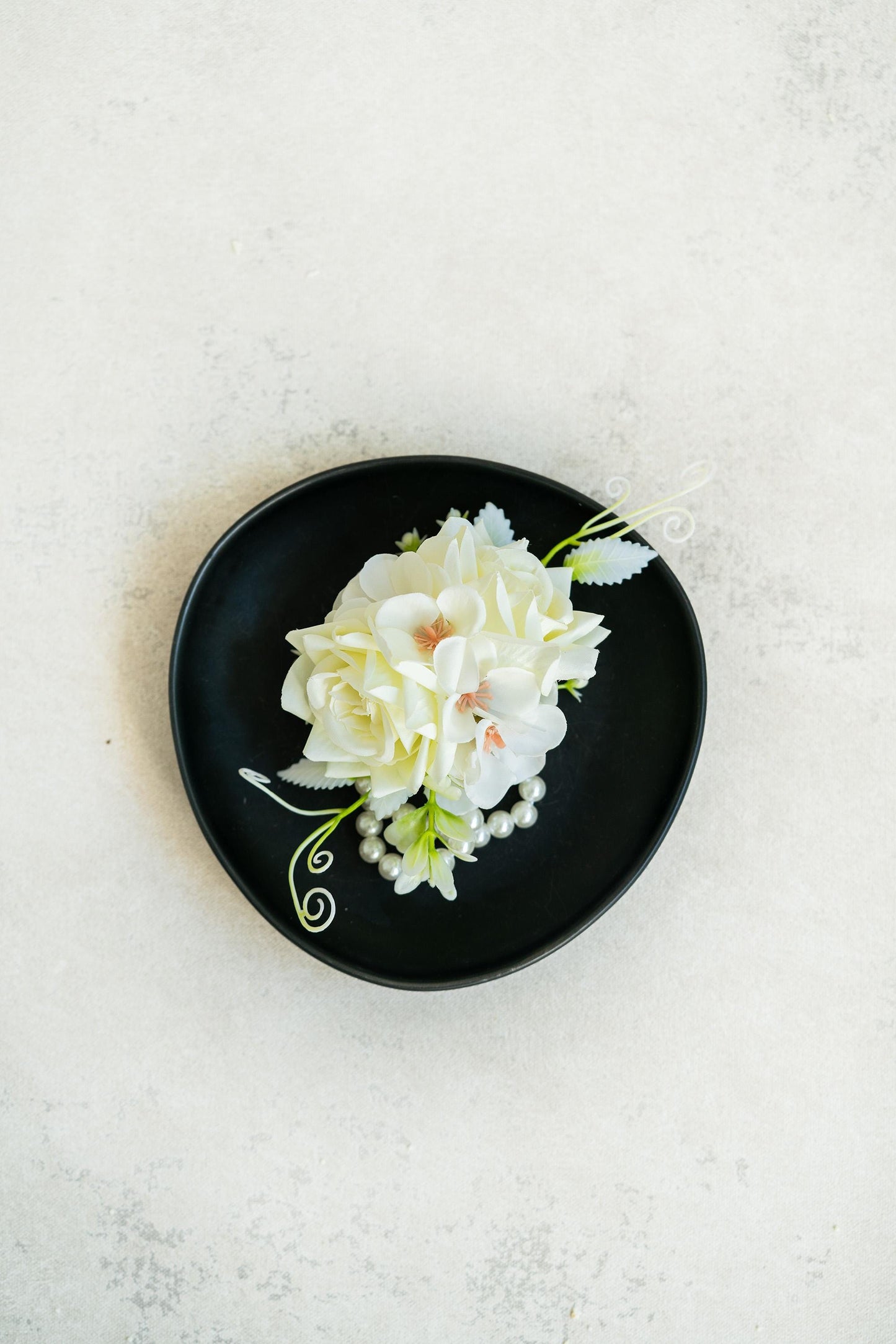 Rustic Ivory White Rose Pearl Bracelet Wrist Corsage Gift for Her, Prom, Rustic Wedding Bridal Accessories Bridesmaid, Mom Country Barn Swag