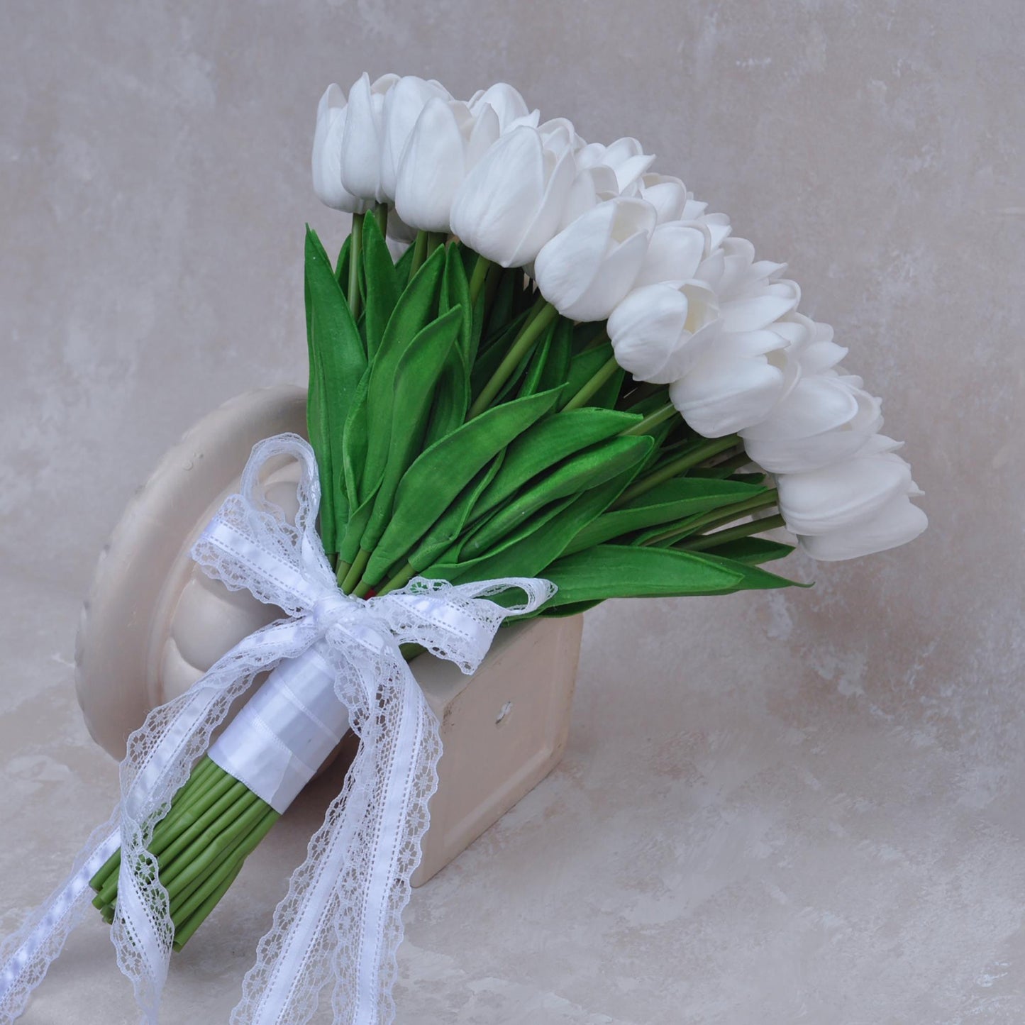 Elegant Cream White Tulip Bridal Bouquet - Perfect For Bridesmaid Bouquet, Rustic Wild Tulip Wedding Bouquet, White Tulip Bridal Accessories