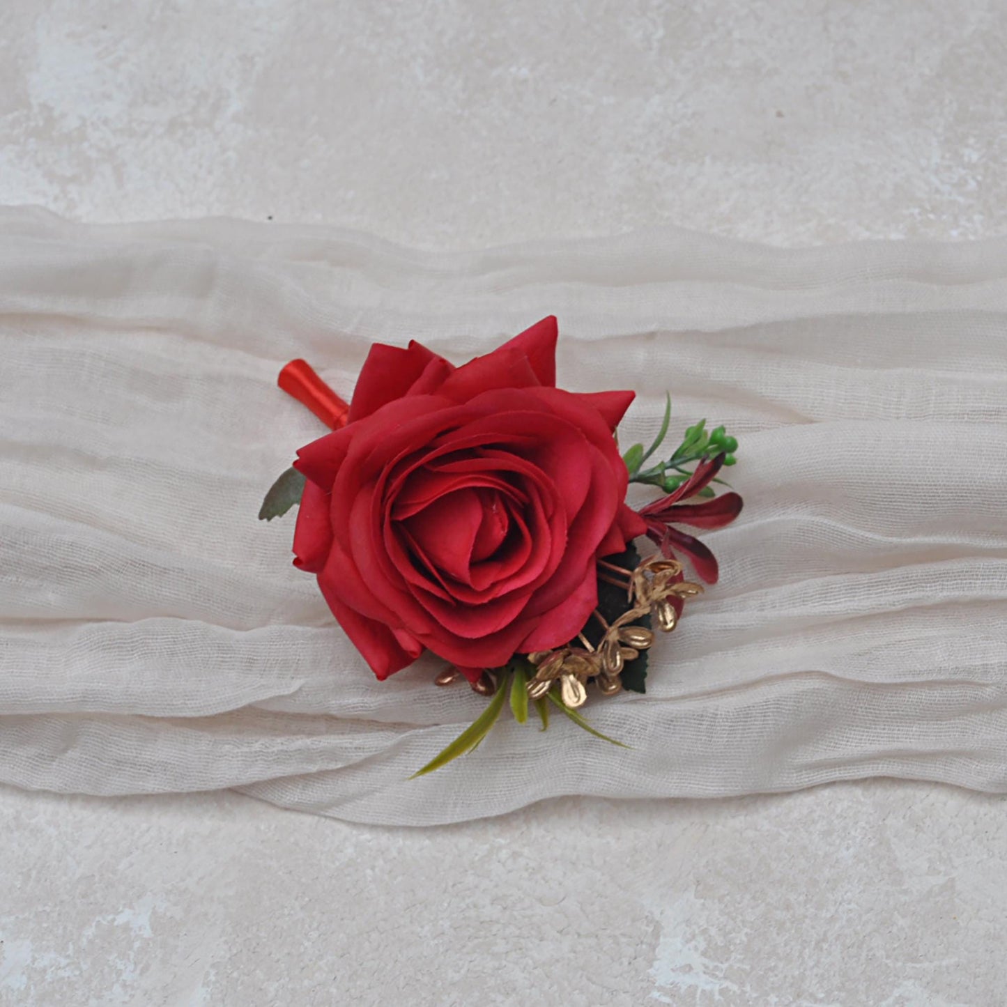 Big Real Touch Red Rose Pearl Bracelet Wrist Corsage Bridesmaid Gift for Mom, Wedding Bridal Accessories, Best Man Boutonniere Prom Gift