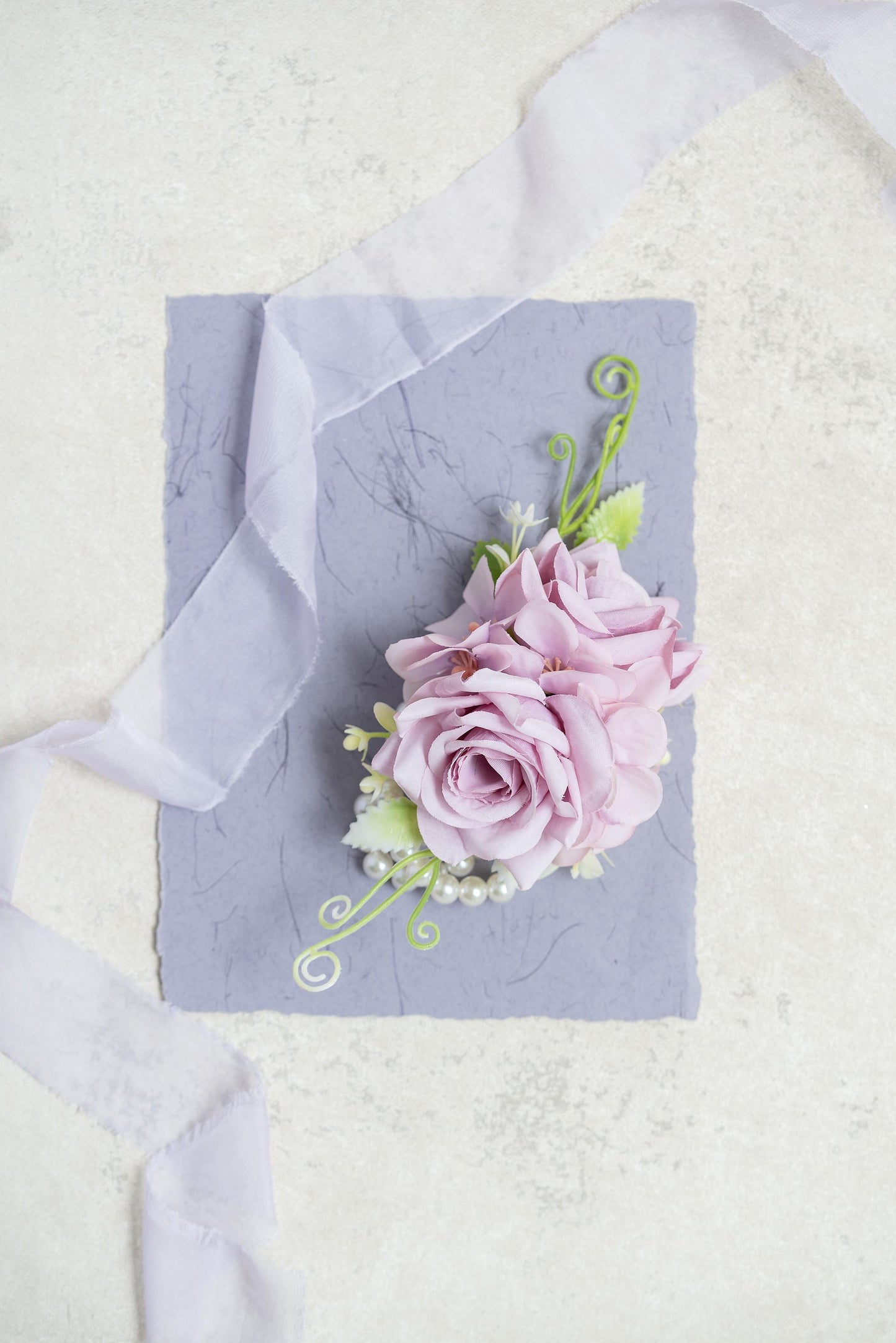 Personalized Light Purple Rose Pearl Bracelet Wrist Corsage Gift for Bridesmaid, Bridal Shower, Bridal Accessories, Prom Boutonniere Gift