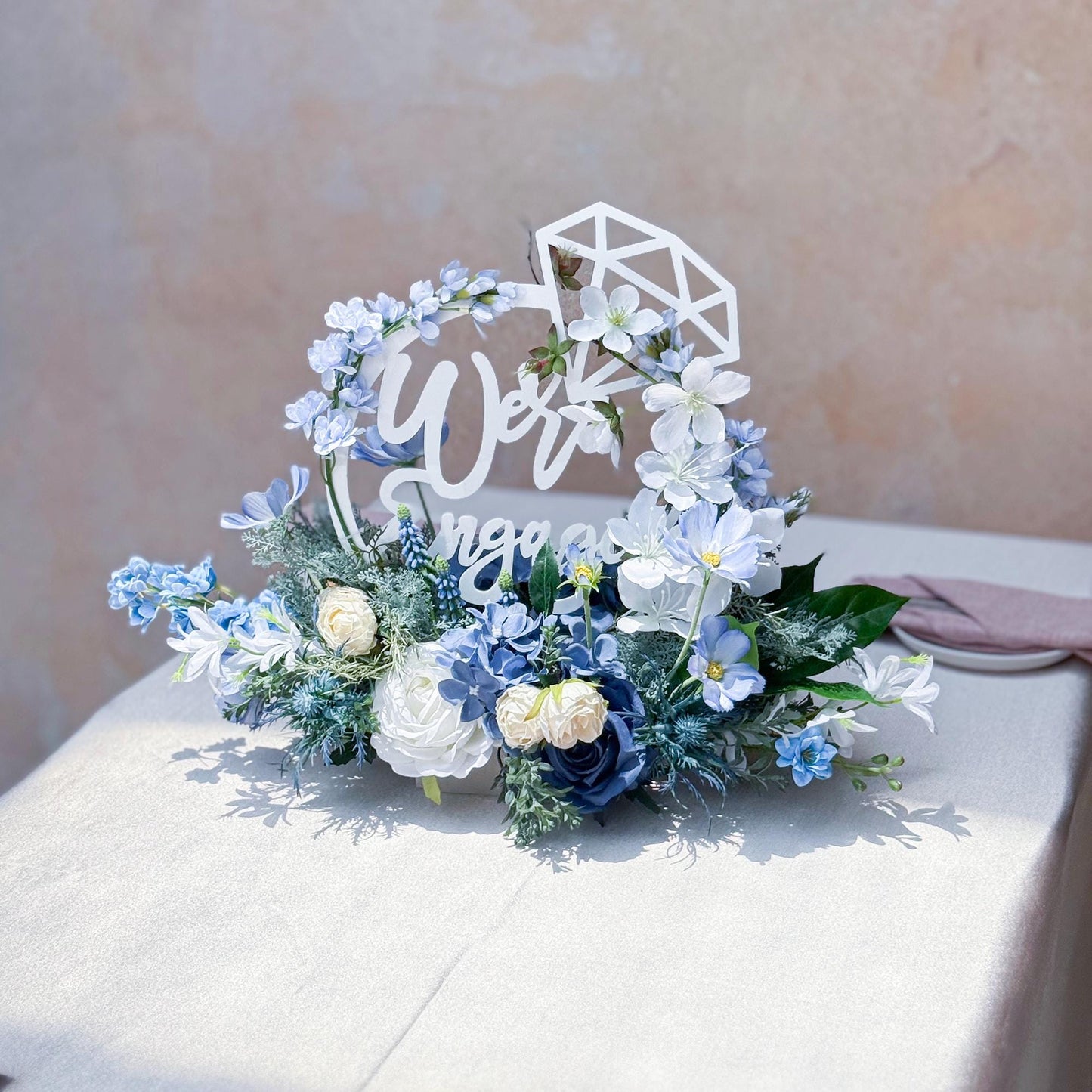 Acrylic We Are Engaged Ceremony Table Centerpiece Gift, Something Blue Gift, Bachelorette Party Decor, Engaged Table,Wall Decor Gift for Her