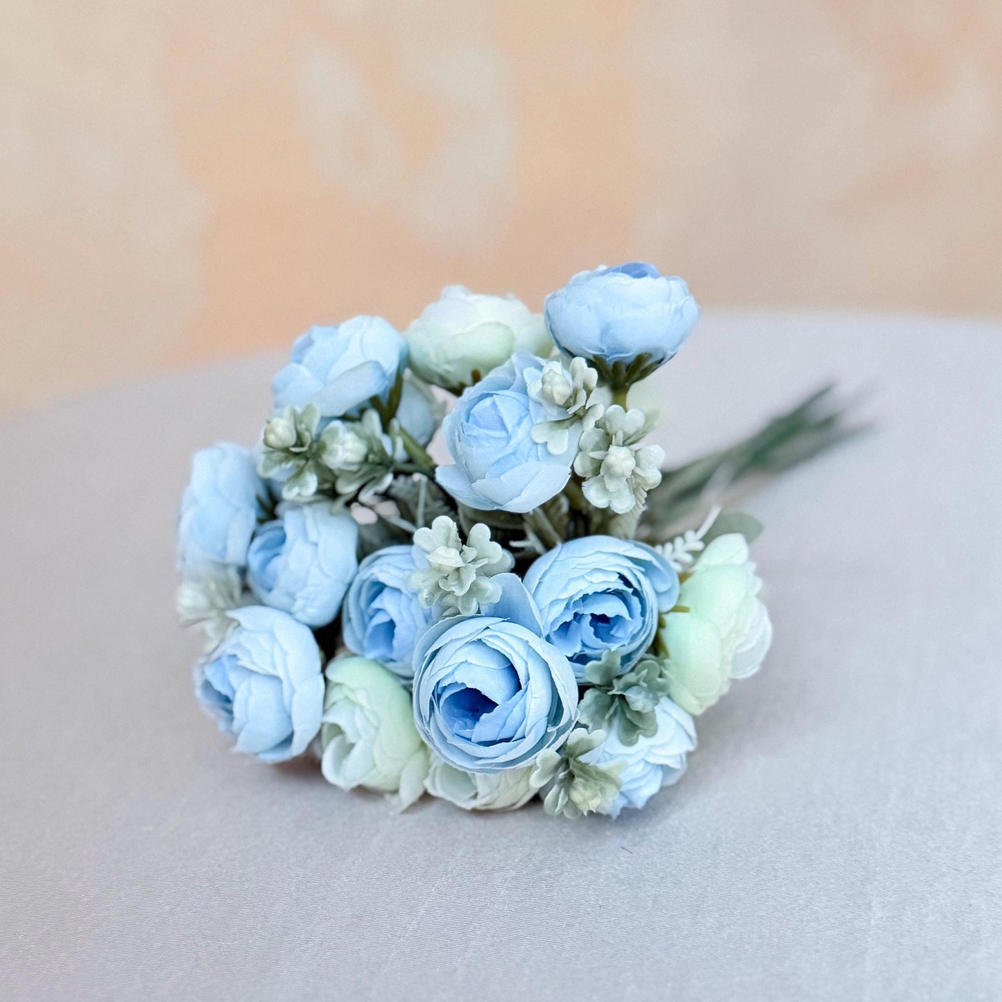 DIY Baby Blue Bouquet with Elegant Roses - Bridal accessories, Beach Wedding Bridesmaid Bouquet,Personalized Gift Ideas,Home Decor
