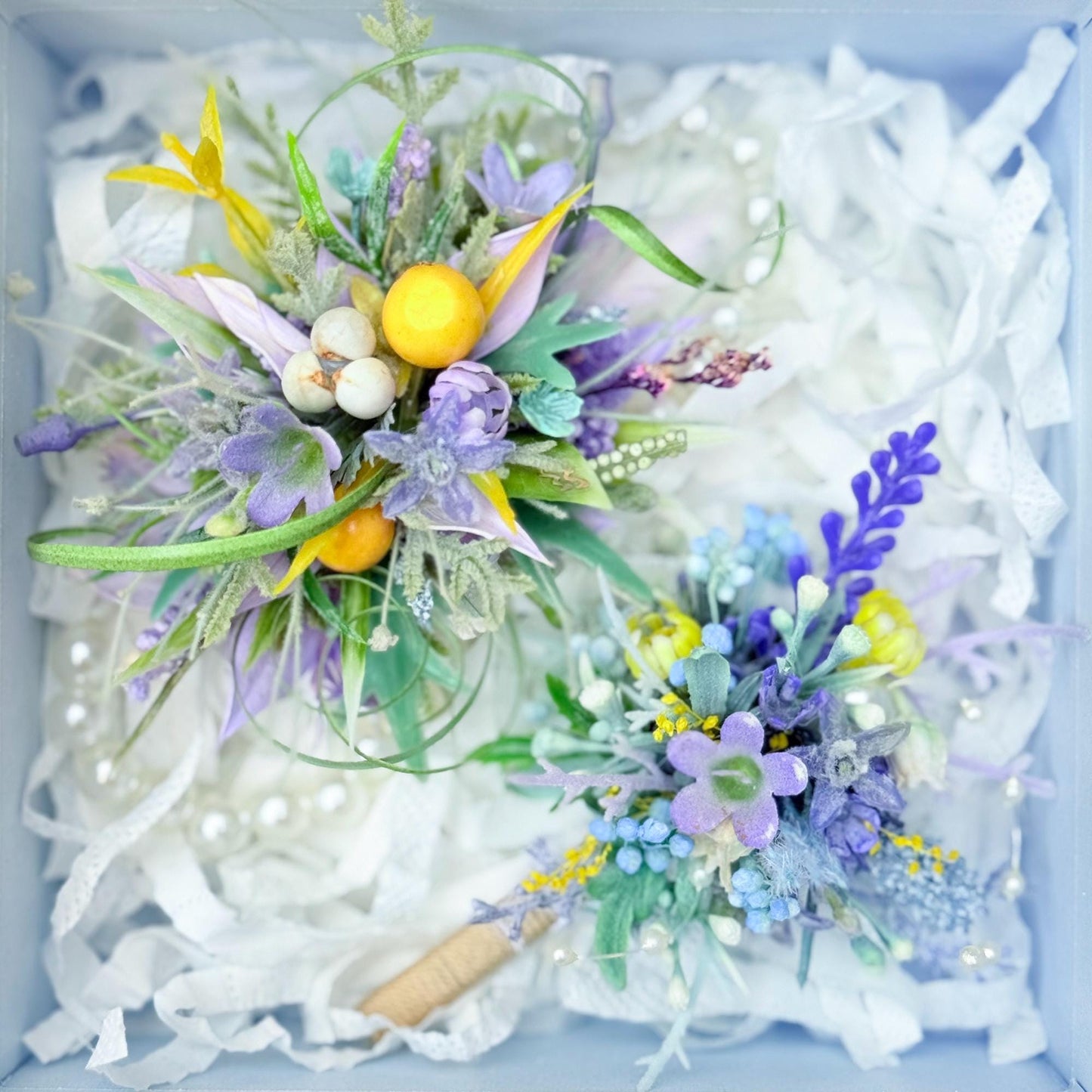 Dried Wildflower Lavender Pearl Bracelet - Rustic Wedding, Back To School Gift, Corsage and Boutonniere Set,Gift for Mom,Bridal Accessories