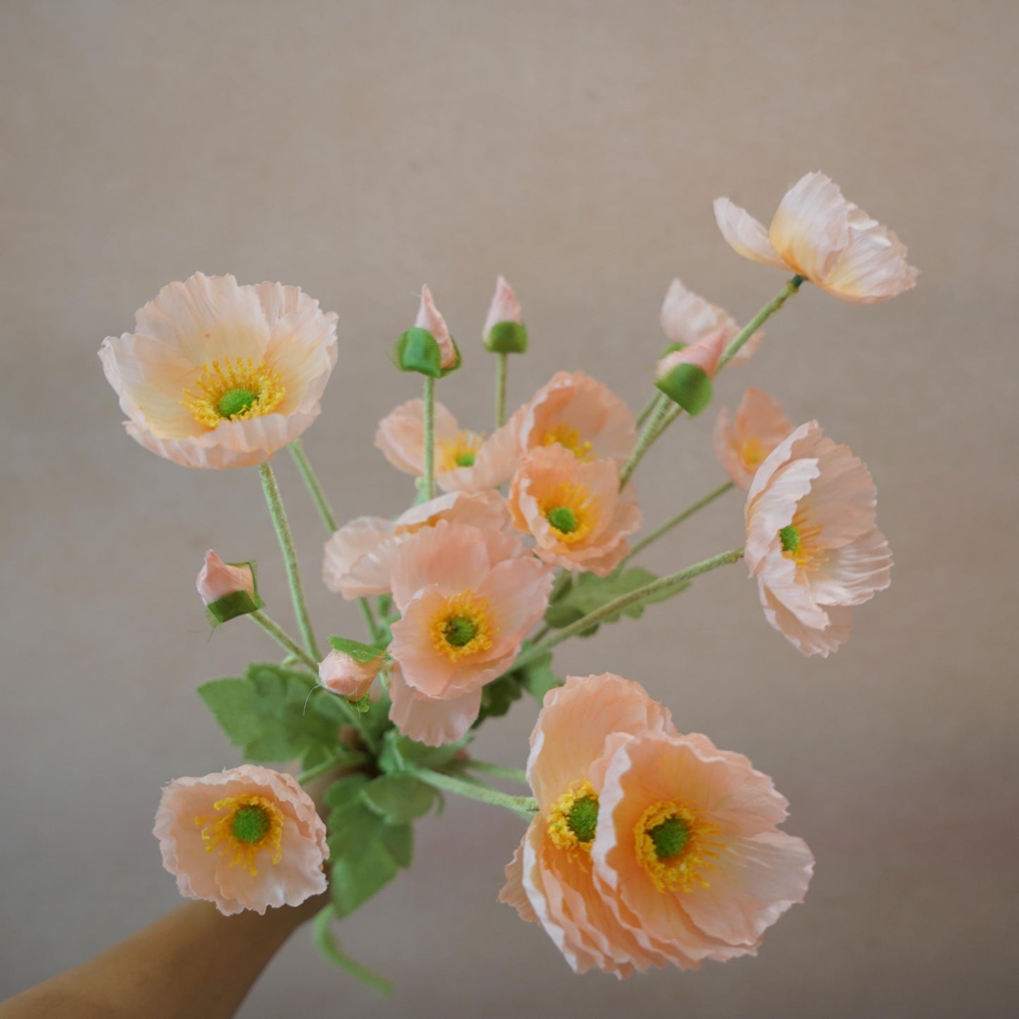 Champagne Pink Faux Poppy Flower - Silk Poppy Flower Stem, DIY Floral Arrangements, Wedding Centerpiece, Home Decor, Gift For Her, Bouquet