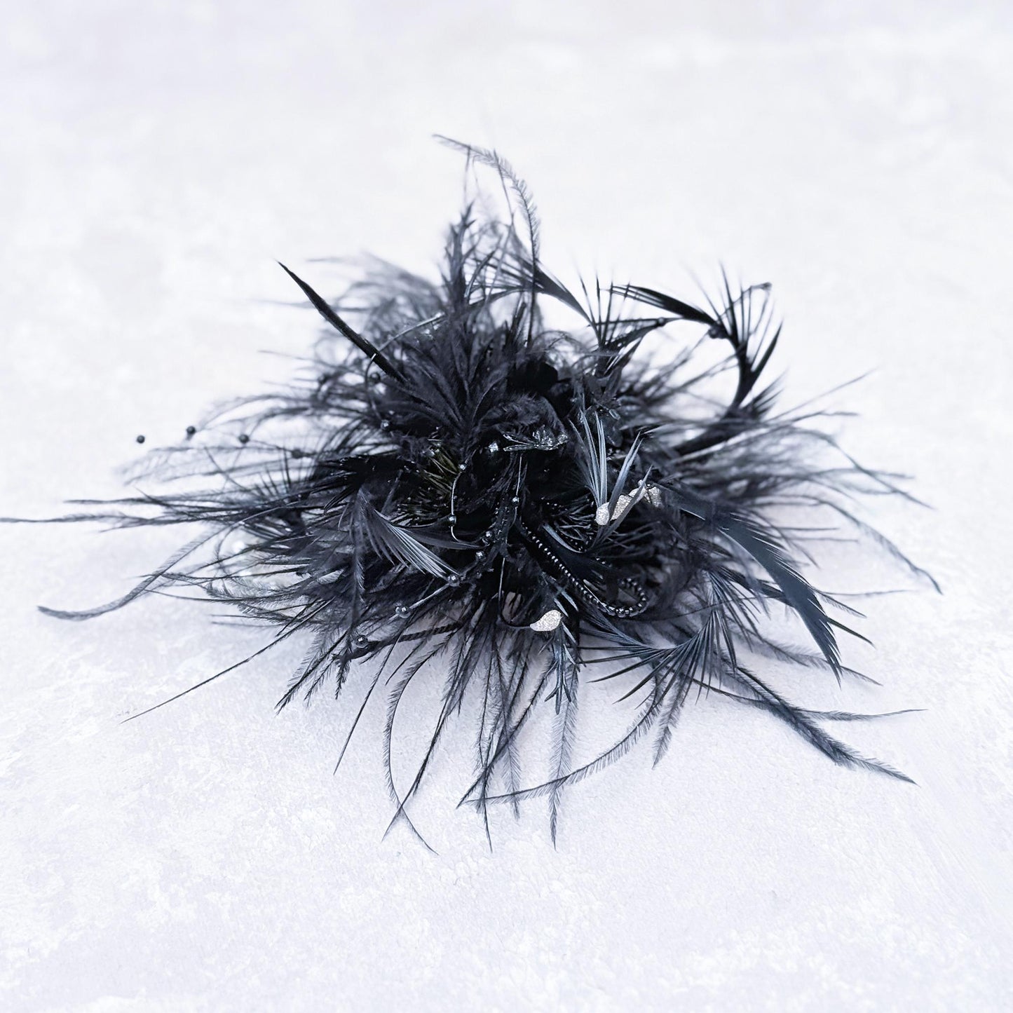 Black Feather Wrist Corsage Bracelet β Gothic Punk Funeral Boutonniere, Dark Alternative Fashion Accessory for Women, Goth Wedding or Prom