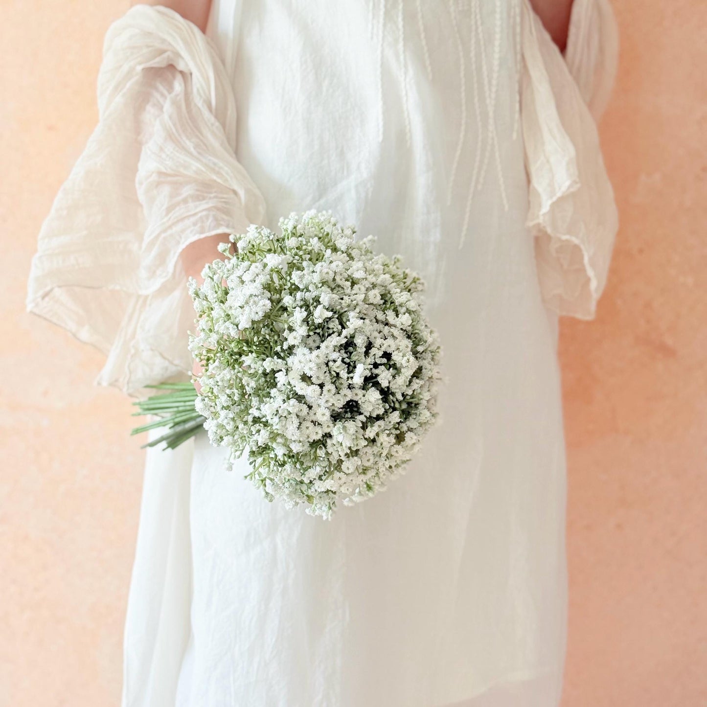 Rustic baby's breath bouquet, Faux baby's breath bridal wedding bouquet set, bridesmaid bouquet gift for her bride shower