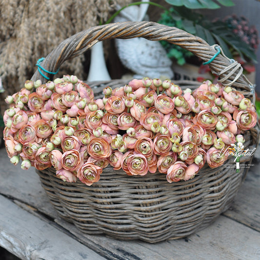 One bundle autumn coral  artificial silk rose/mini ranunculus/6stems individual stems silk ranunculus buds/best for home decoction and wedding designing