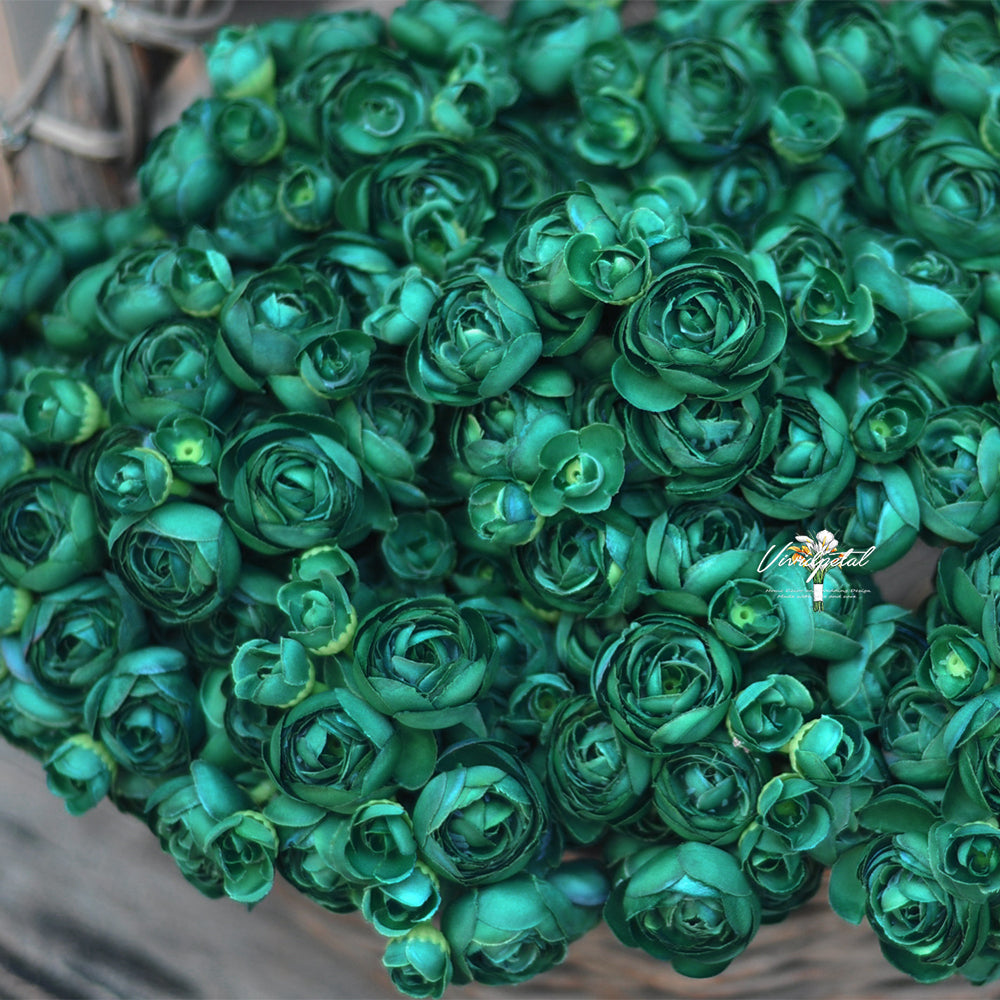 One bundle forest green  artificial silk rose/mini ranunculus/6stems individual stems silk ranunculus buds/best for home decoction and wedding designing