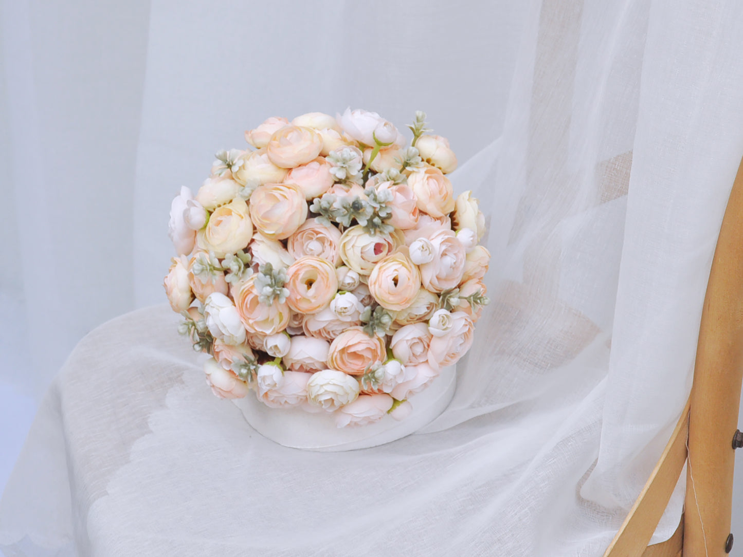 Silk rose bouquet/Silk ranunculus bouquet/Silk champagne pink bouquet/Spring green rose  bouquet/Wild bouquet for wedding and home decoration,gifts for her