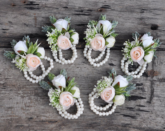 Wrist corsage/pearl bracelet corsage/corsage/wedding corsage/rose corsage/rustic corsage/pin corsage