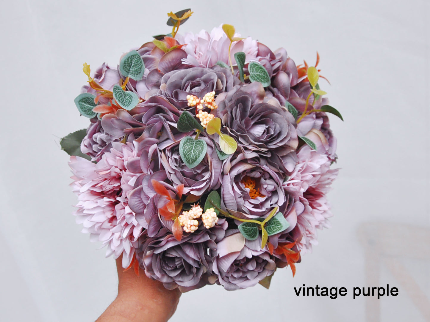 Dusty rose burgundy dusty purple rose peony sunflower bouquet