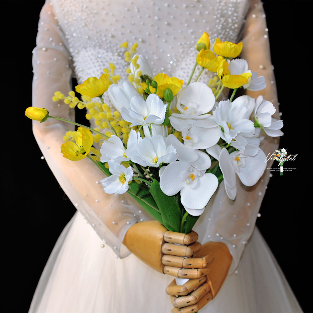 Real touch ivory white tulip bouquet/poppy corn bouquet/bridal bouquet/bridesmaids bouquet/butterfly bouquet/wedding bouquet