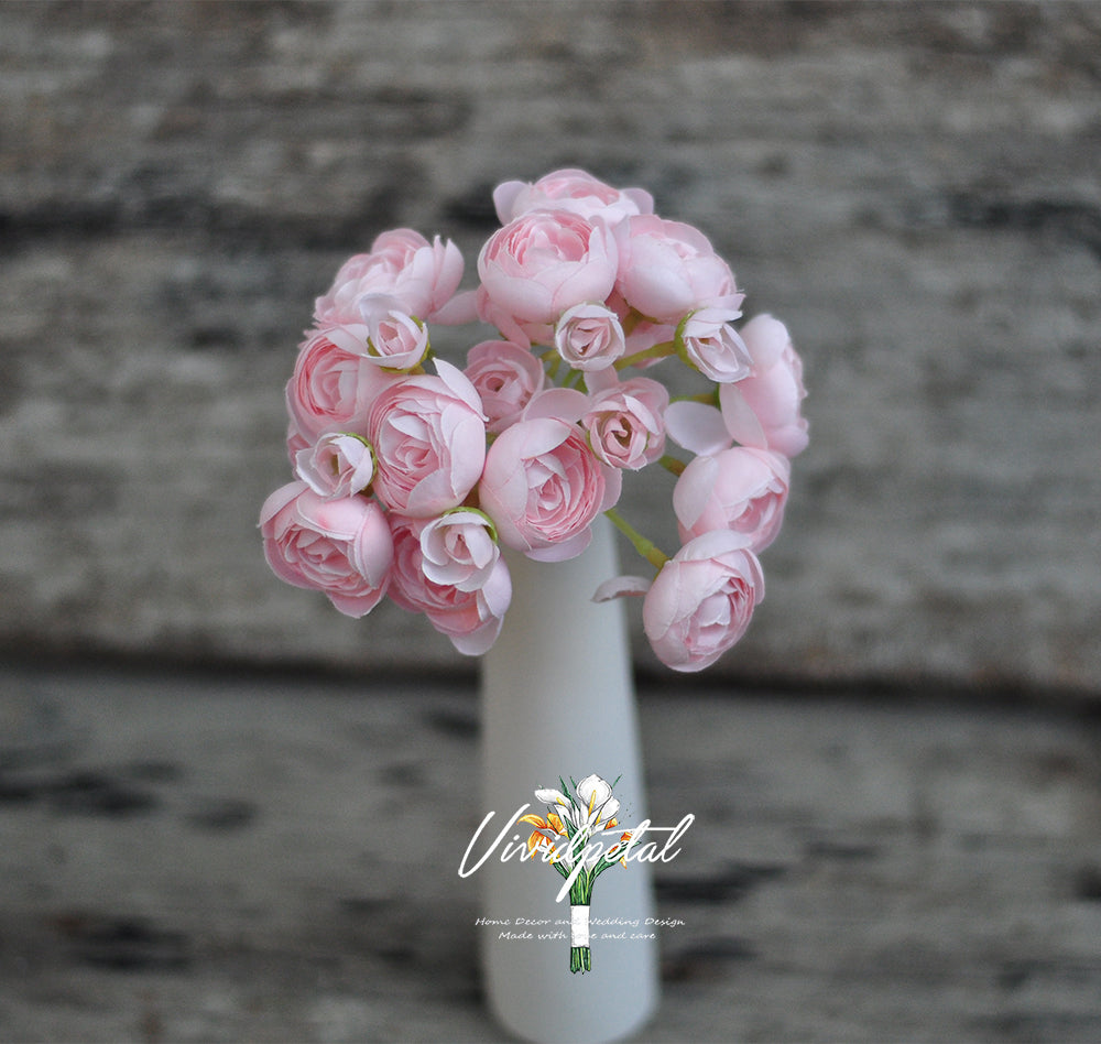 One bundle light pink  artificial silk rose/mini ranunculus/6stems individual stems silk ranunculus buds/best for home decoction and wedding designing