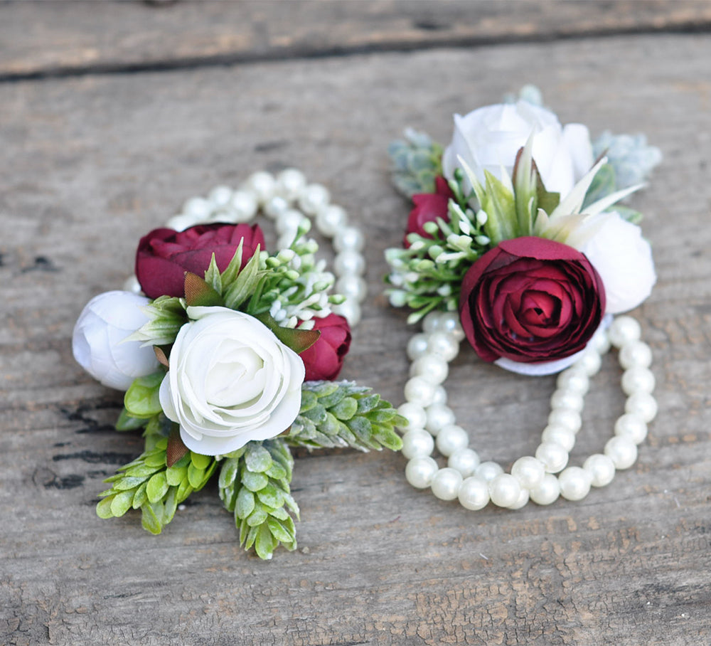 Wine red rose corsage/wedding corsage/rose corsage/botanical pearl cordage/rustic corsage/best for wedding ,bride shower, anniversary