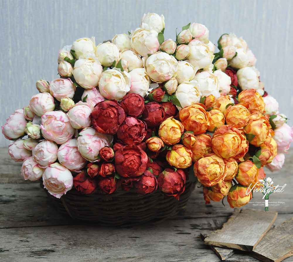 Silk burnt peony bundle/double peony/Artificial bundle silk peony for wedding home decoration