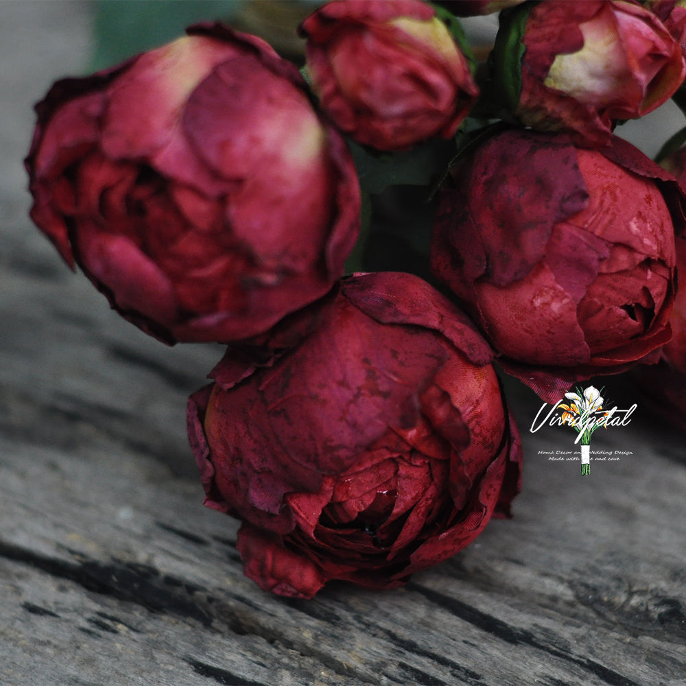 Silk burnt peony bundle/double peony/Artificial bundle silk peony for wedding home decoration