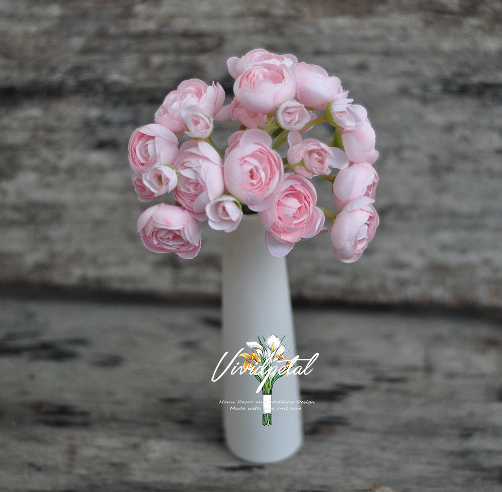 One bundle light pink  artificial silk rose/mini ranunculus/6stems individual stems silk ranunculus buds/best for home decoction and wedding designing