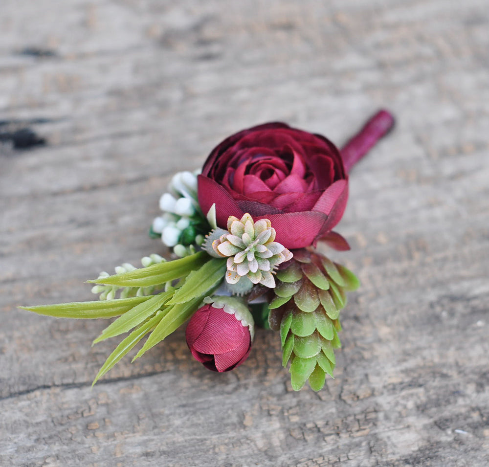 Wine red rose corsage/wedding corsage/rose corsage/botanical pearl cordage/rustic corsage/best for wedding ,bride shower, anniversary