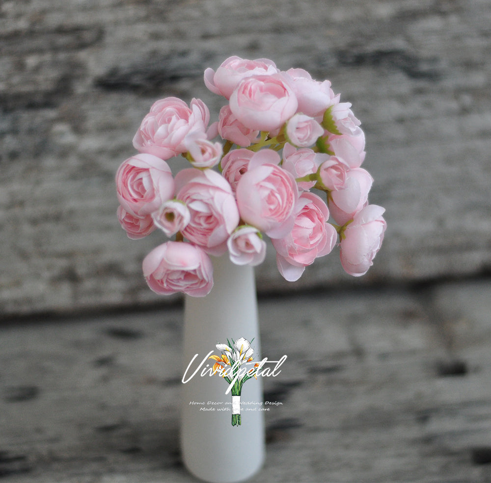 One bundle light pink  artificial silk rose/mini ranunculus/6stems individual stems silk ranunculus buds/best for home decoction and wedding designing