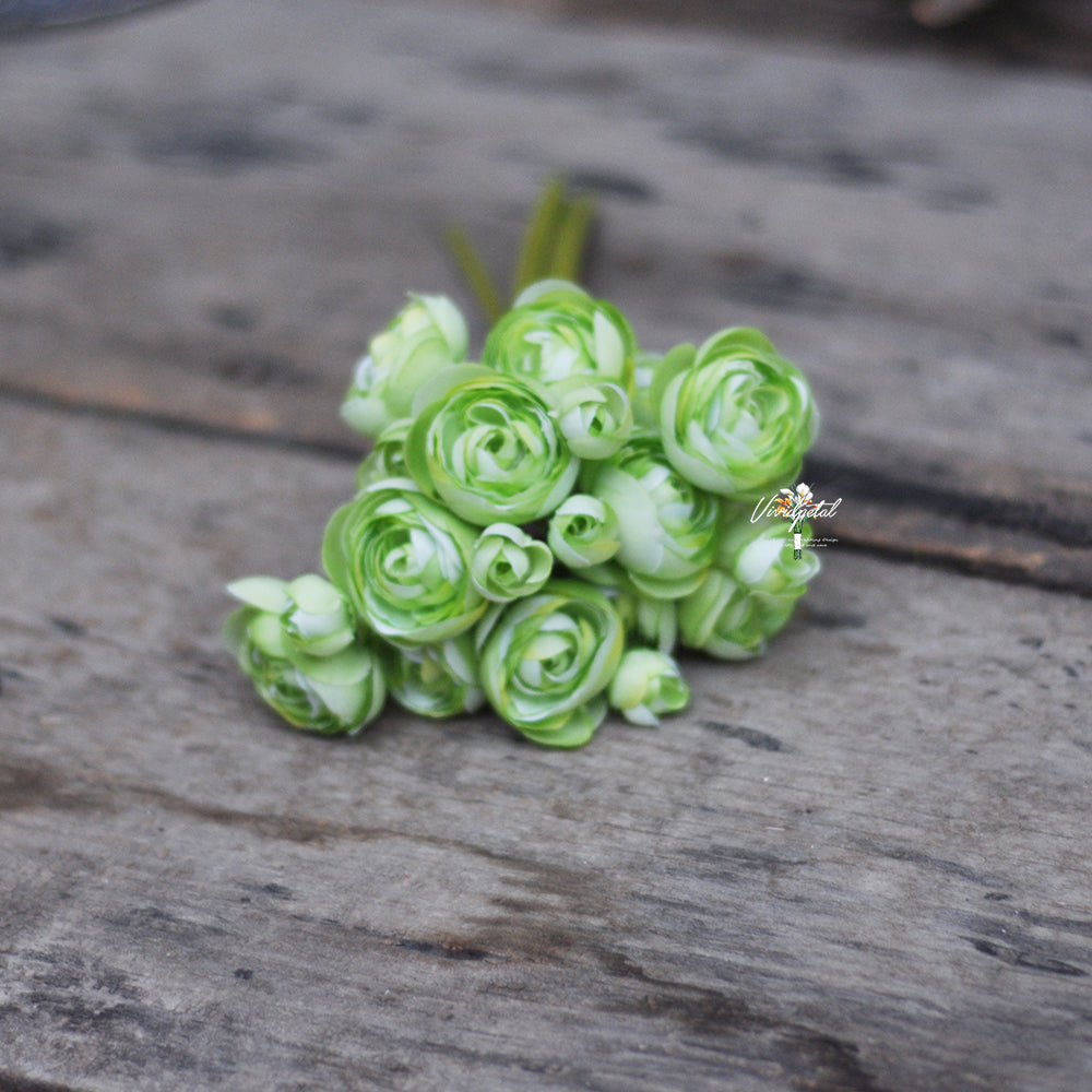 One bundle spring green artificial silk rose/mini ranunculus/6stems individual stems silk ranunculus buds/best for home decoction and wedding designing