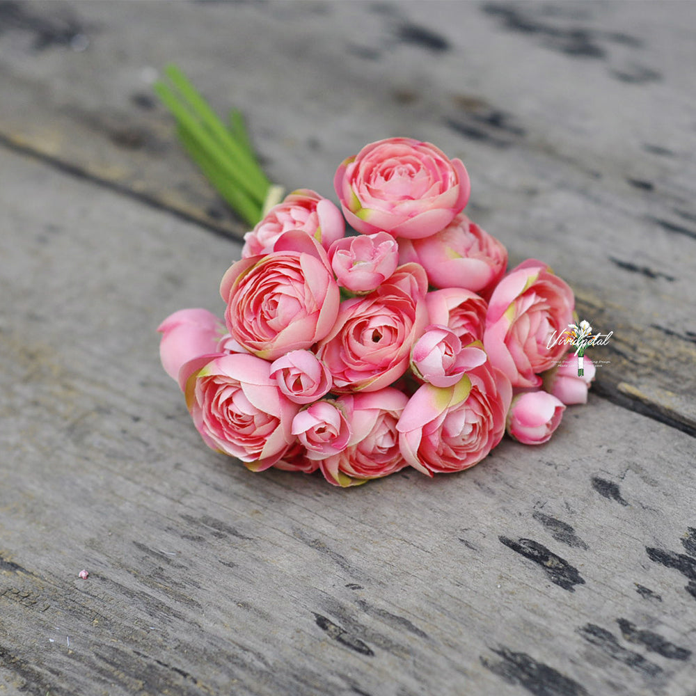 One bundle pink  artificial silk rose/mini ranunculus/6stems individual stems silk ranunculus buds/best for home decoction and wedding designing