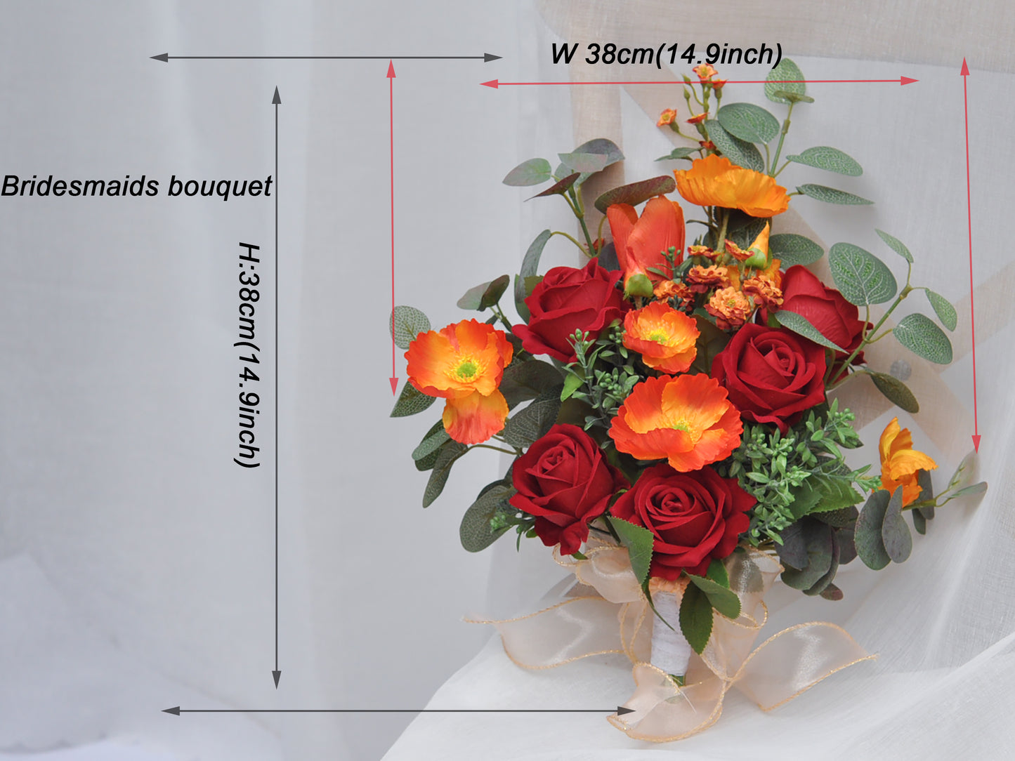 Silk foam rose wild bouquet/silk poppy bouquet/Silk eucalyptus bouquet/Autumn wedding bouquet/rustic wedding bouquet set/flower bouquet for home decoration and wedding