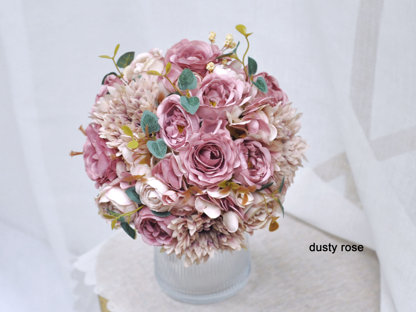 Dusty rose burgundy dusty purple rose peony sunflower bouquet