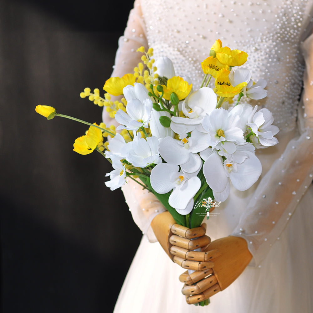 Real touch ivory white tulip bouquet/poppy corn bouquet/bridal bouquet/bridesmaids bouquet/butterfly bouquet/wedding bouquet