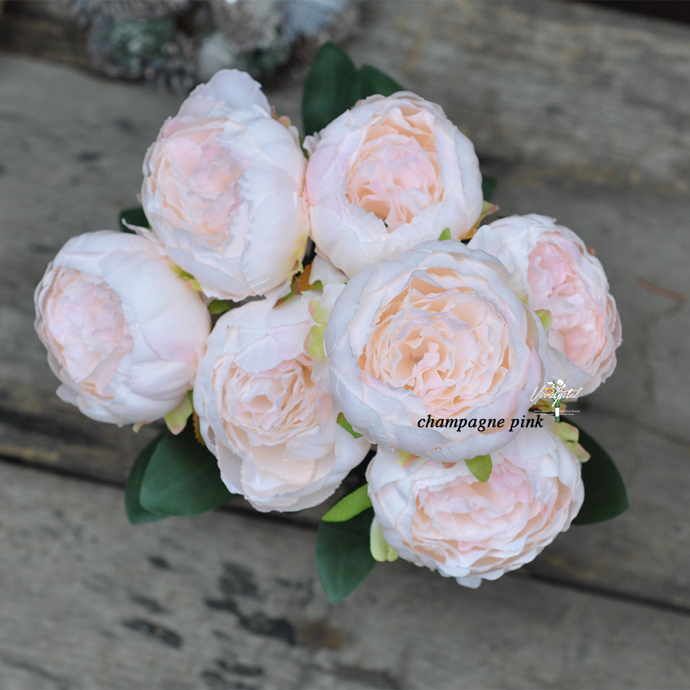 Silk peonies,white peonies, baby pink bridesmaids peony bouquets,white wedding flowers, silk flowers, not real touch