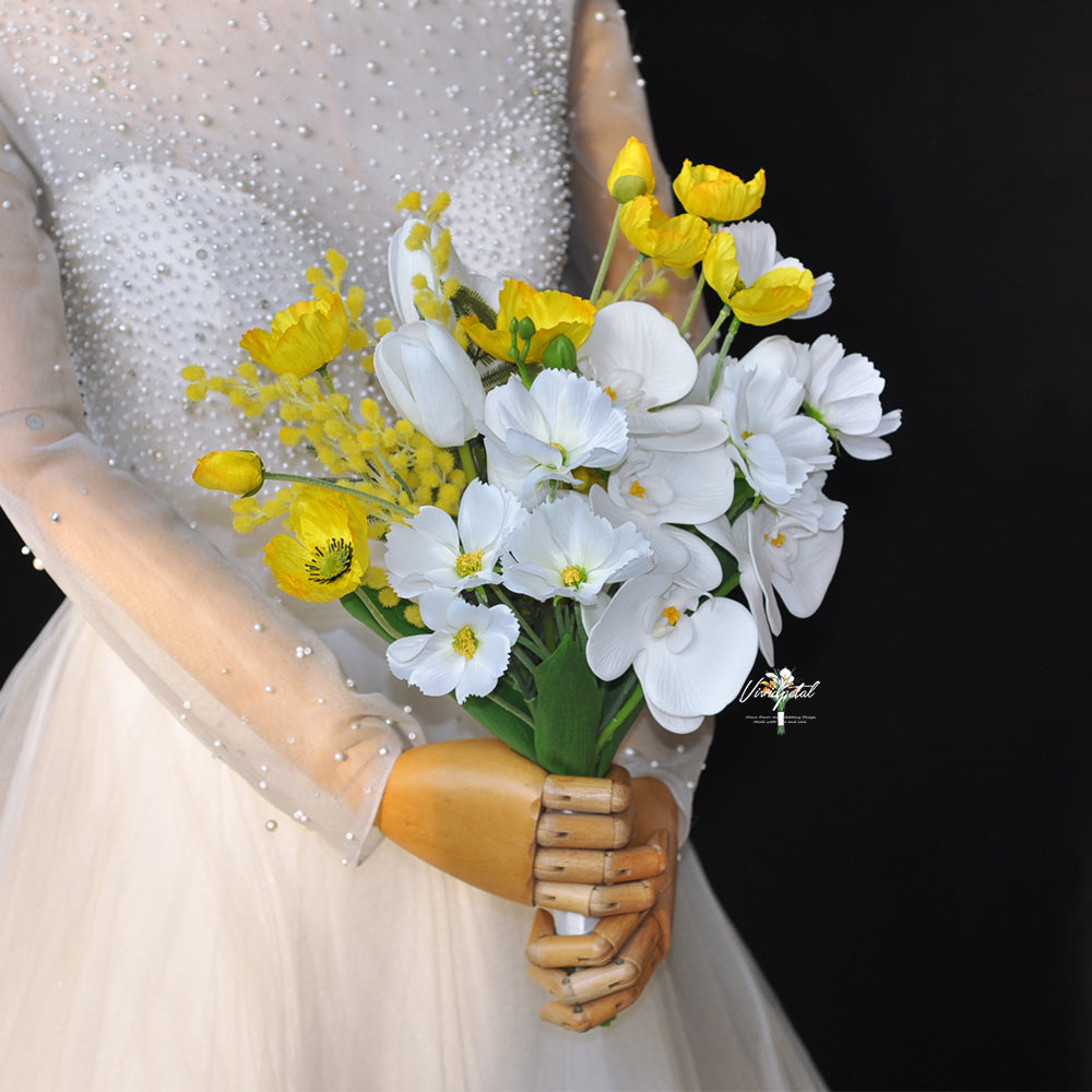 Real touch ivory white tulip bouquet/poppy corn bouquet/bridal bouquet/bridesmaids bouquet/butterfly bouquet/wedding bouquet