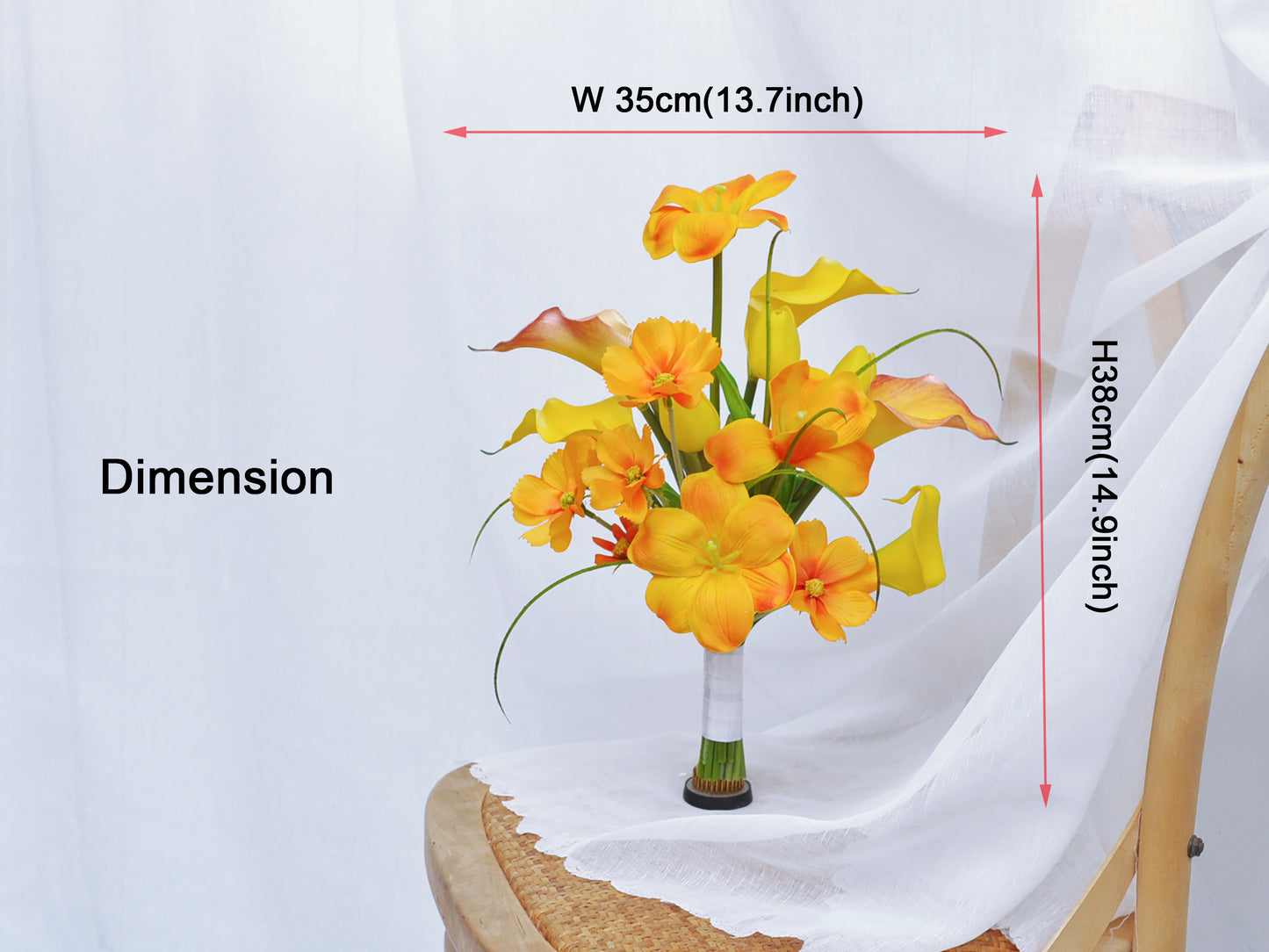 Real touch Warm hearted tulip calla lily bouquet for bath/office/home decoration, best as a centerpiece and gifts for her