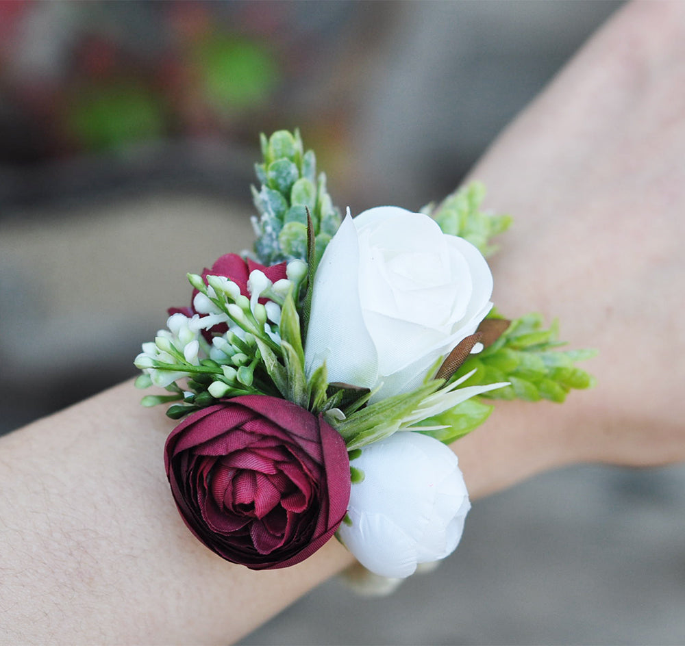 Wine red rose corsage/wedding corsage/rose corsage/botanical pearl cordage/rustic corsage/best for wedding ,bride shower, anniversary