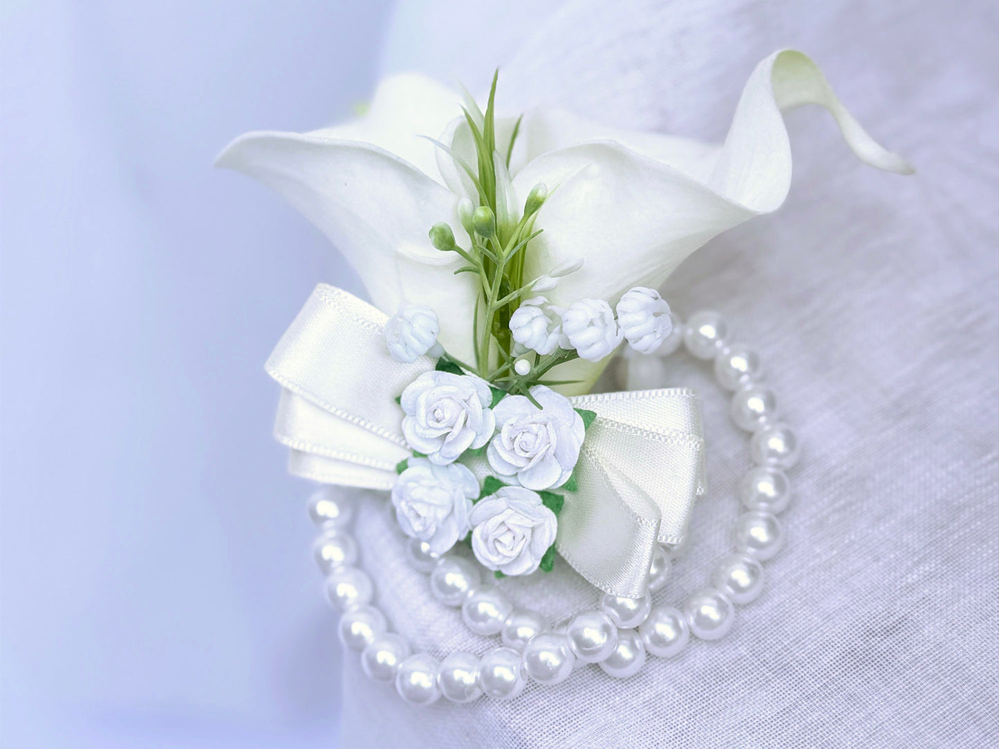 Real touch white calla lily bouquet/Pearl center bouquet/Rustic calla lily bouquet/Bridal bouquet/bridesmaids bouquet