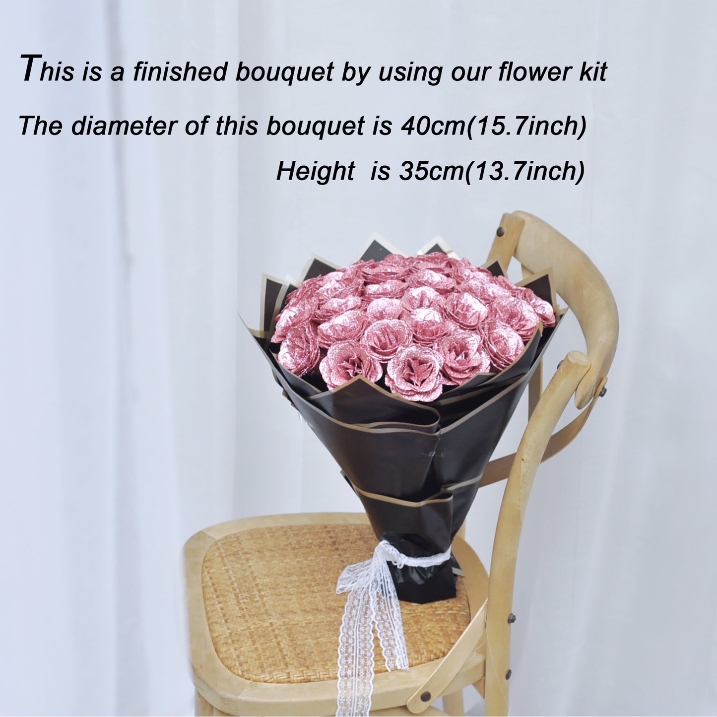 Artificial rose bouquet kit/Glitter rose bouquet kit/30pcs rose heads one box kit/Girl friend rose bouquet kit/Women bouquet kit gift/Christmas gift idea/Anniversary rose bouquet kit/DIY rose bouquet Kit