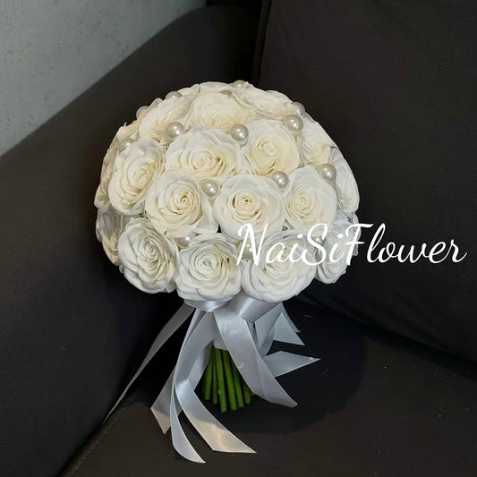 Real forever rose bouquet/Real rose bouquet/Dried rose bouquet/White rose bouquet /Elegant rose bouquet