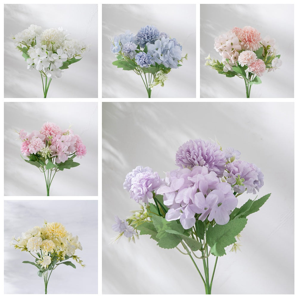 Silk Dandelion hydrangea bouquet/small hydrangea bundle artificial flower wholesale, best for home decoration wedding bouquet work MW66668