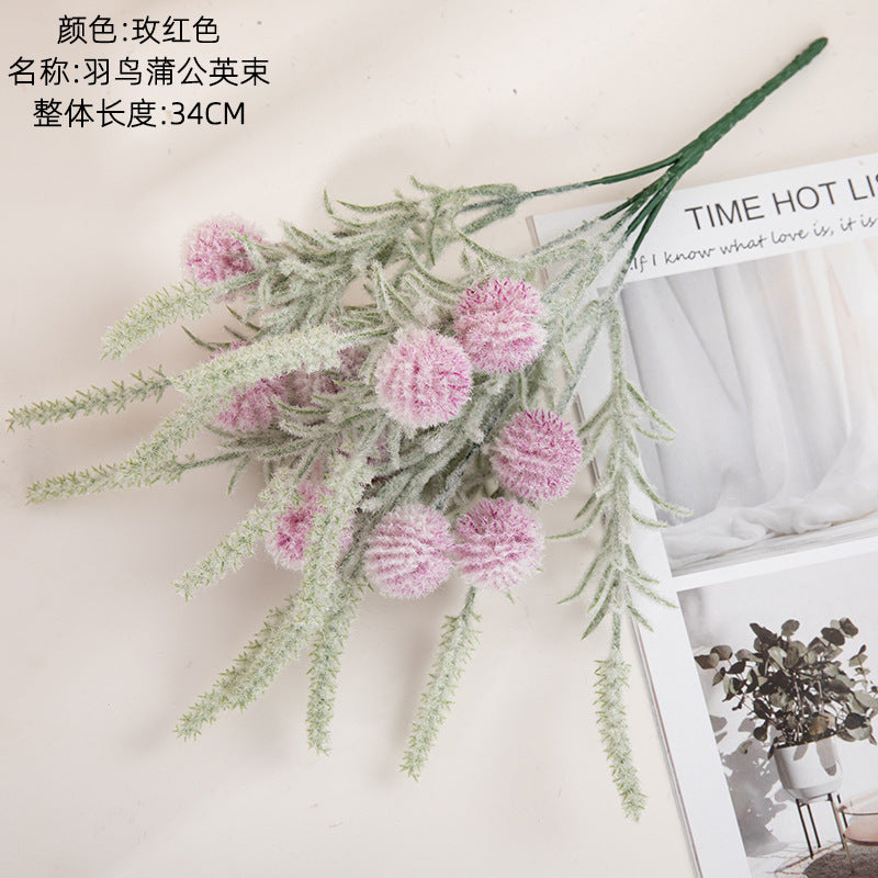 Flocked dandelion/silk Dandelions/INS Style silk dandelions Flower/ best for Home Decoration Cross border Wedding  MW85505