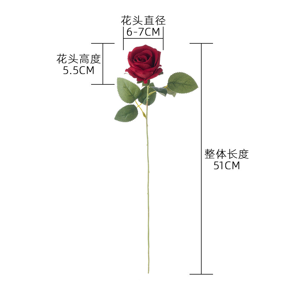 Velvet Rose/single silk rose/artificial rose/ best for Home Decoration Festival Wedding Wall Plant arrangement MW03339