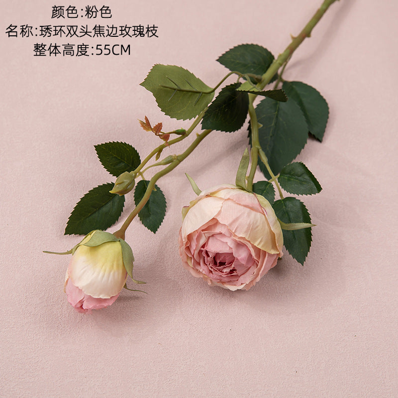 Artificial rose/silk rose petal/artificial roses/two heads roses/single rose/artificial roses for outdoors/ best for wedding home decoration MW52001